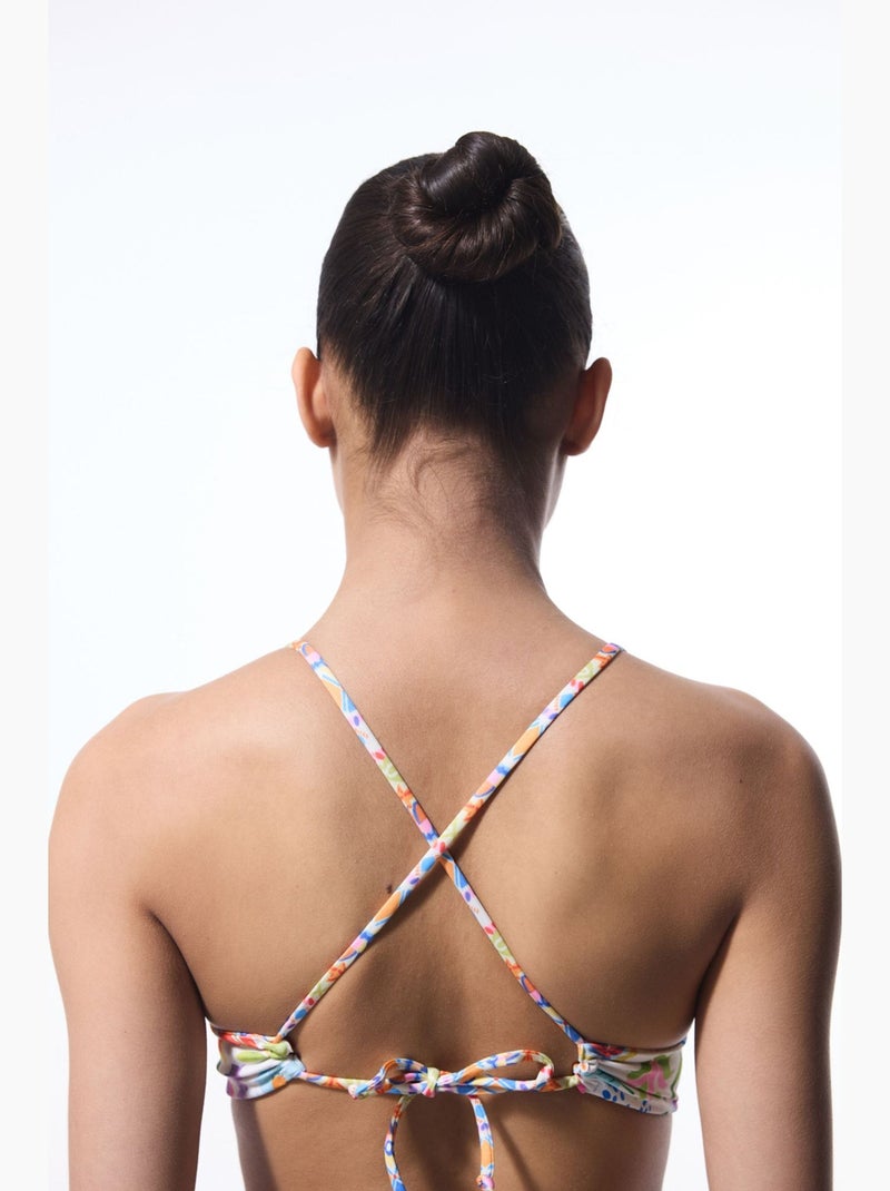 Ila haut de bikini réversible à col halter penti Blanc Orange Bleu - Kiabi
