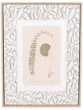 Image encadrée, toile de lin imprimée vert 45x60cm