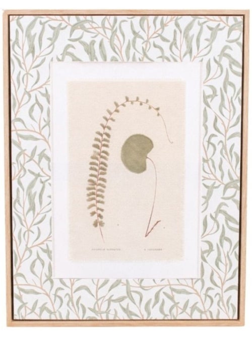 Image encadrée, toile de lin imprimée vert 45x60cm - Kiabi