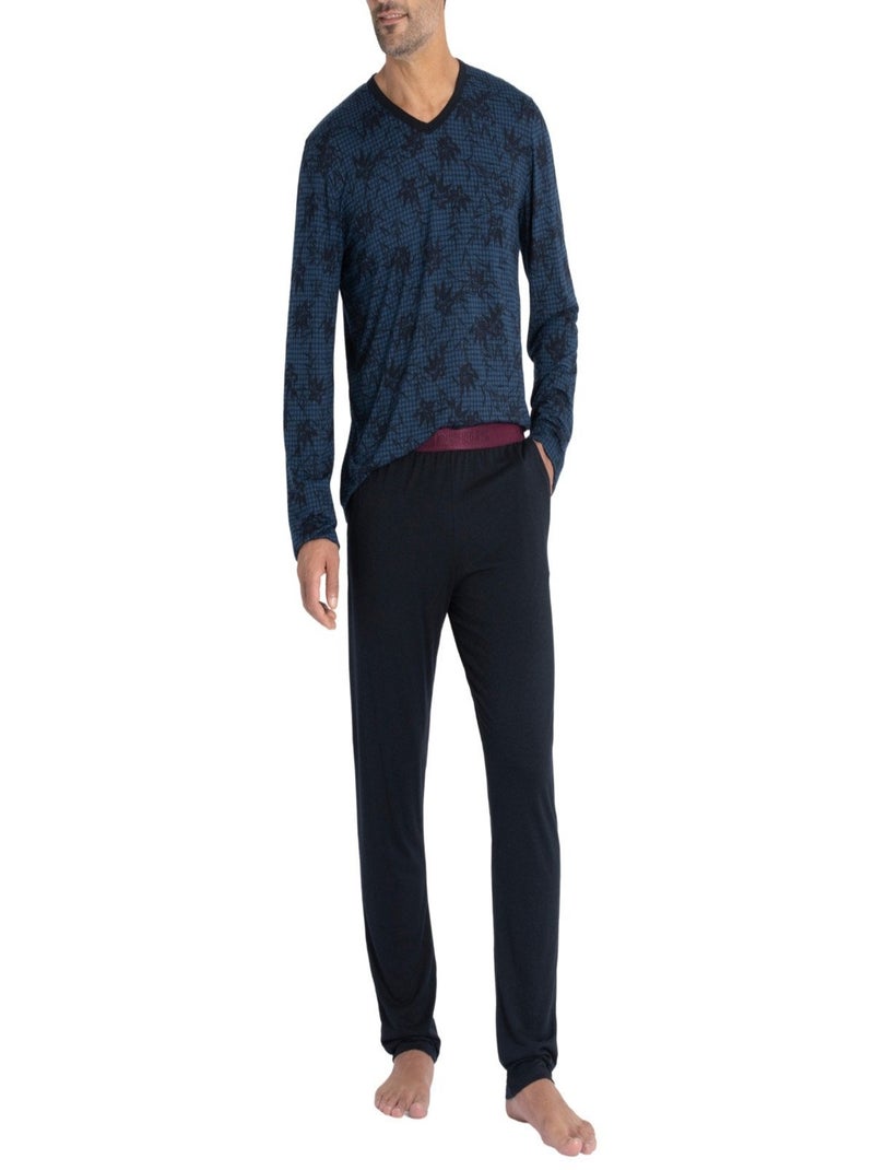 Impetus - Ensemble pyjama long en coton et lyocell à carreaux Bamboo Bleu - Kiabi