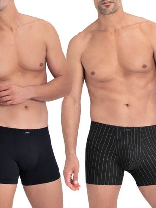 Impetus - Lot de 2 boxers à rayures verticales et uni en coton et modal Katsuo