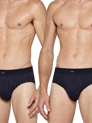 Impetus - Pack 2 slips uni et imprimé en coton ceinture tubulaire Azurite