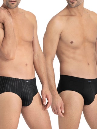 Impetus - Pack de 2 slips en coton et modal à rayures et uni Katsuo