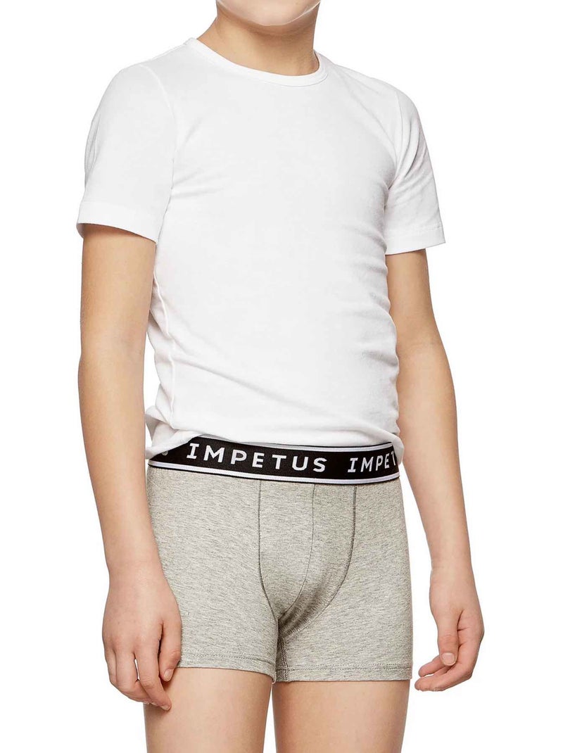 Impetus | Lot de 2 boxers garçon coton confortable respirant Noir Gris Bleu - Kiabi