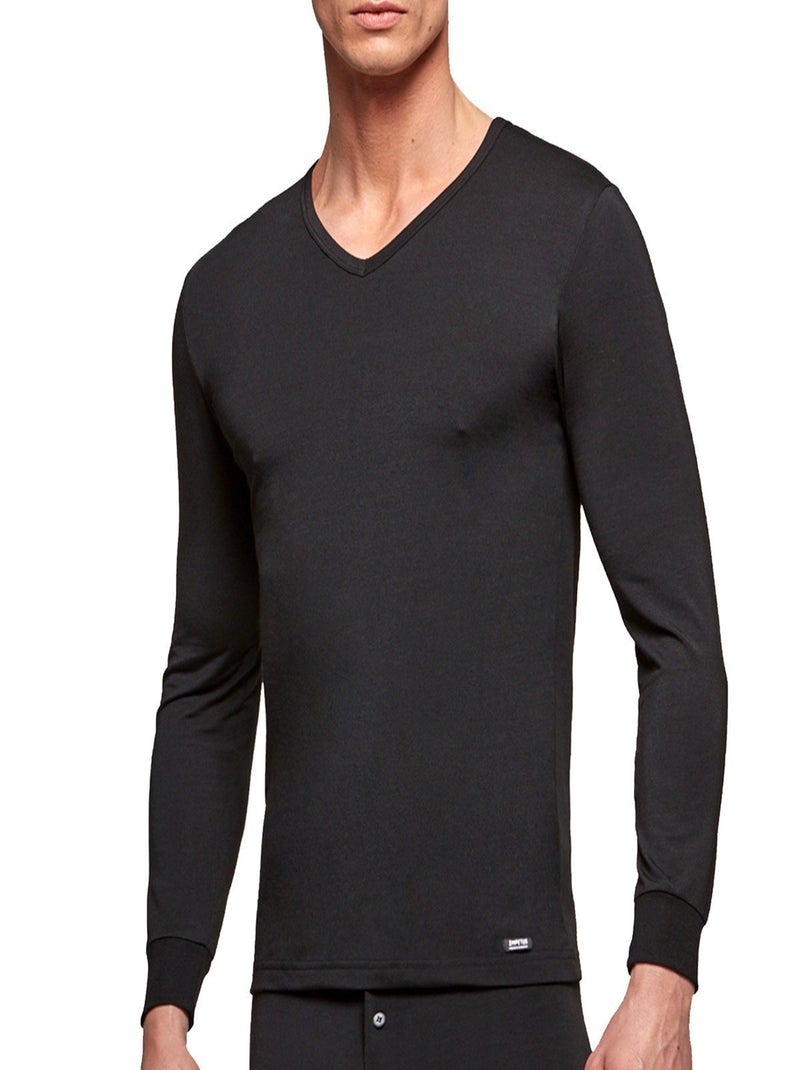 Impetus Thermo - Tricot de peau col V à manches longues Thermo Noir - Kiabi