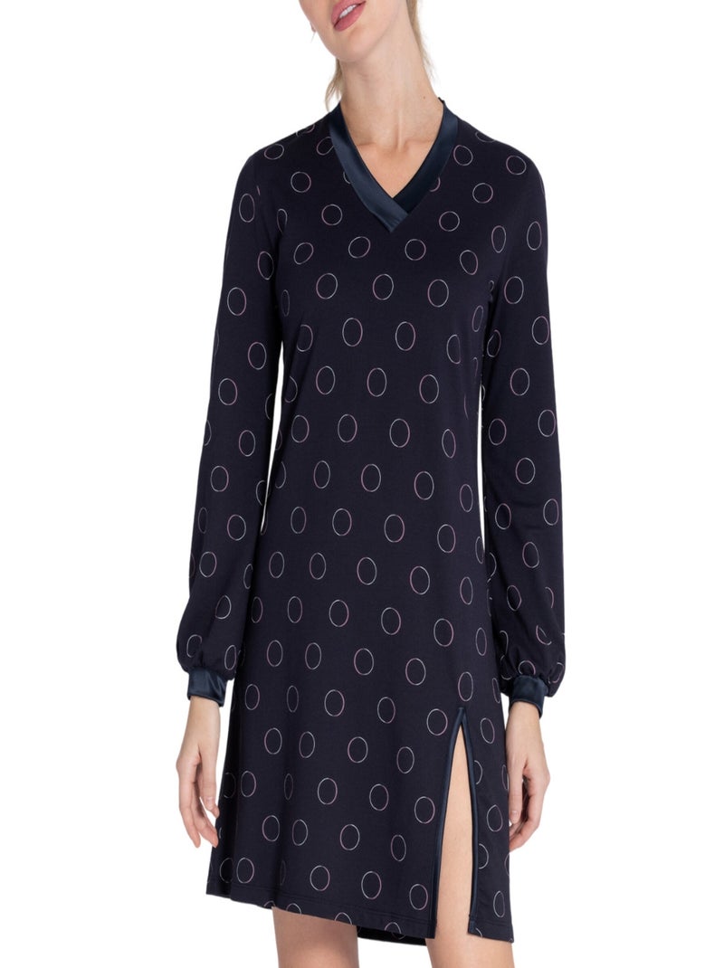 Impetus Woman - Chemise de nuit courte en coton modal à motif de bulles Haruki Bleu - Kiabi