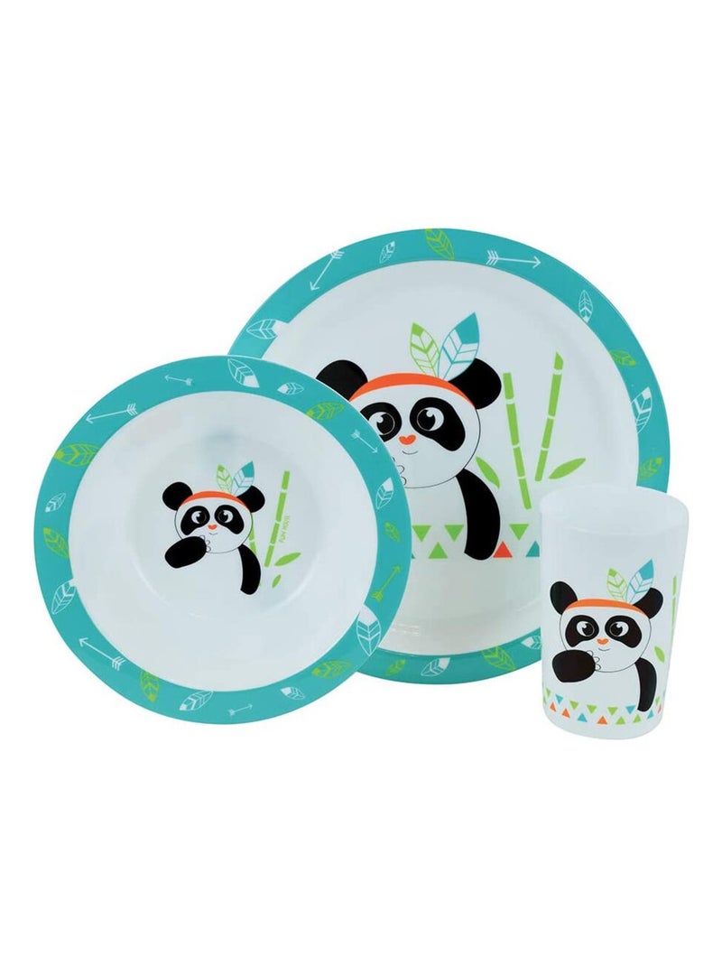 Indian Panda ensemble repas incluant 1 verre 220 ml, 1 assiette et 1 bol micro-ondables pour enfant Multicolore - Kiabi