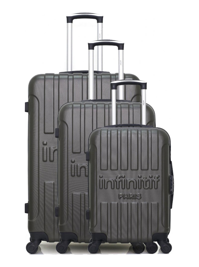 INFINITIF - Set de 3 Valises LUTON 75 cm 4 Roues Gris foncé - Kiabi