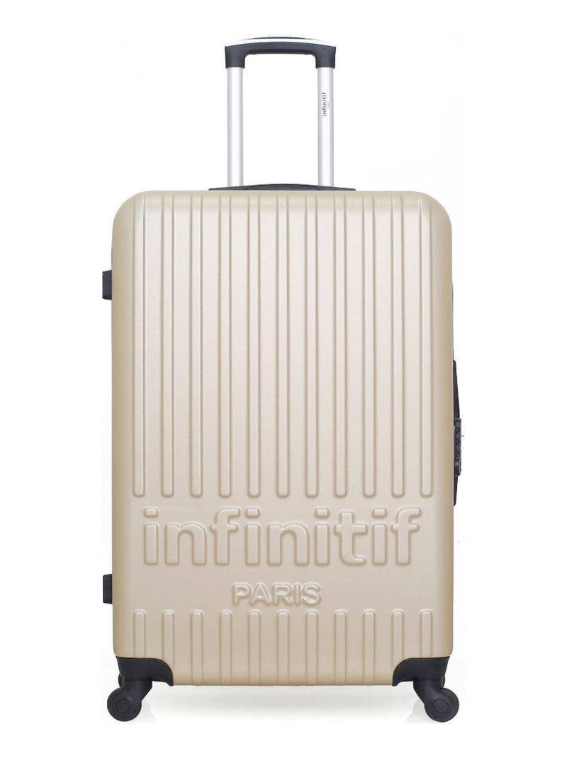 INFINITIF - Valise Grand Format ROMNY 75 cm 4 Roues Beige - Kiabi
