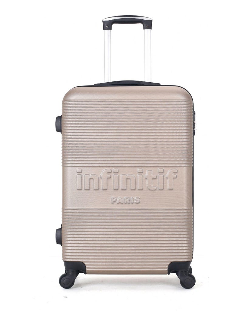 INFINITIF - Valise Weekend ABS VILNIUS 4 Roues 65 cm Beige - Kiabi