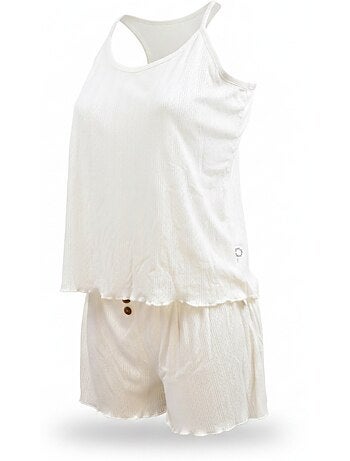 INFINITIF PARIS Ensemble Pyjama Short Femme Débardeur et Short Maille Douce