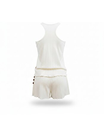 INFINITIF PARIS Ensemble Pyjama Short Femme Débardeur et Short Maille Douce