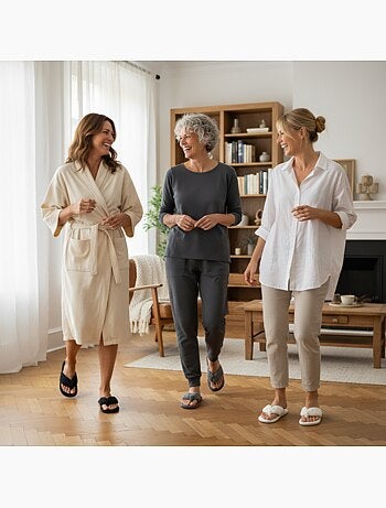 INFINITIF PARIS Pantoufles Tongs Éponge Femme Pack 3 Paires