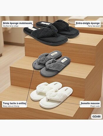 INFINITIF PARIS Pantoufles Tongs Éponge Femme Pack 3 Paires
