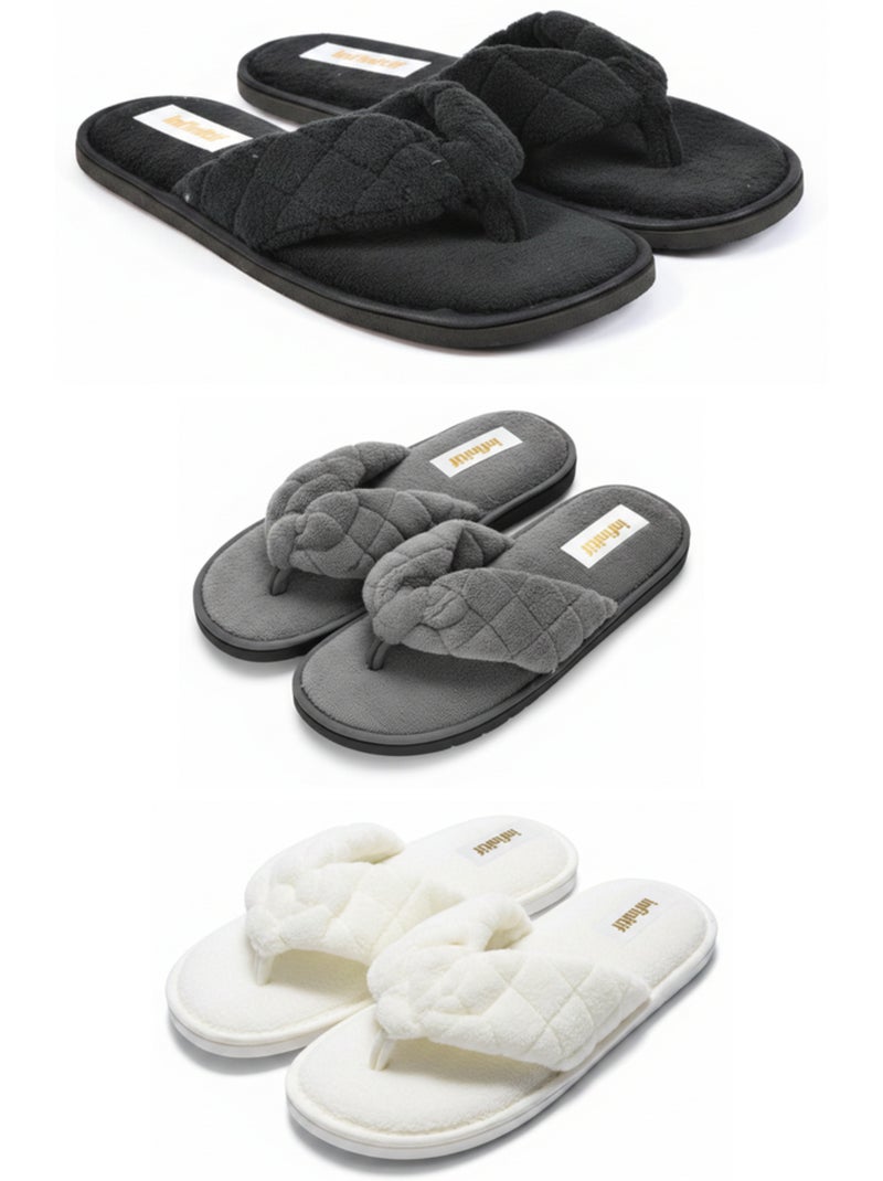 INFINITIF PARIS Pantoufles Tongs Éponge Femme Pack 3 Paires Noir Gris Blanc - Kiabi