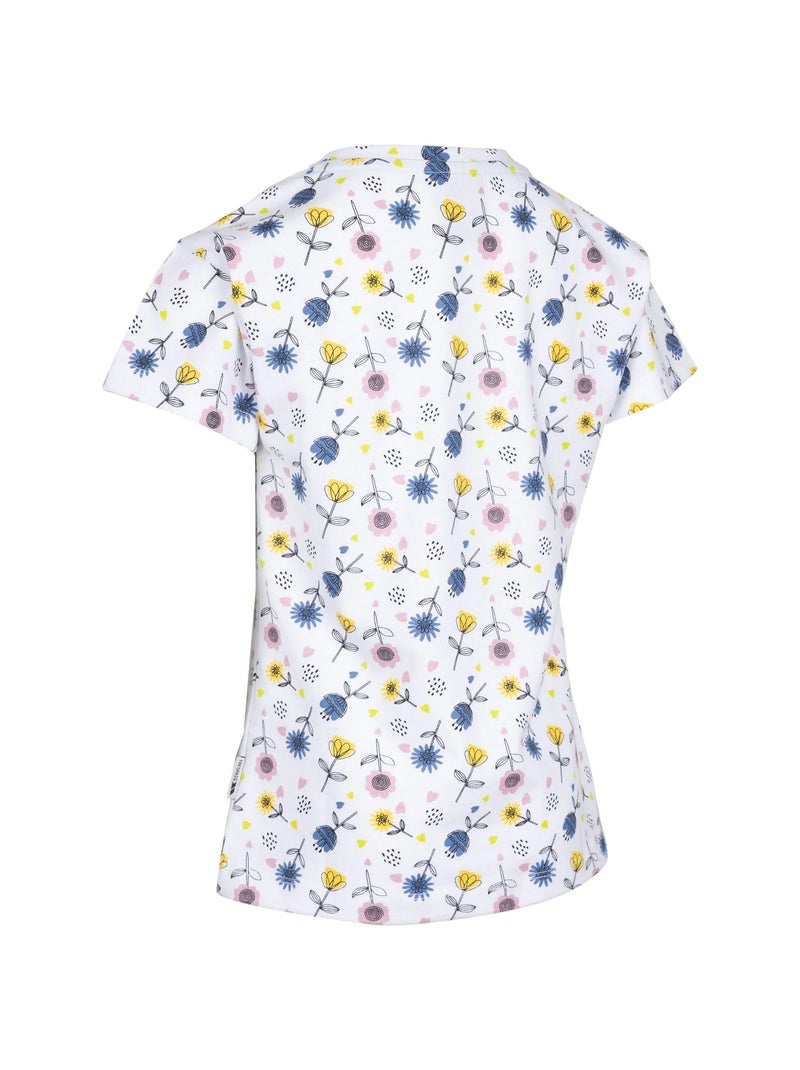 Intrusion - T-shirt motif/style Floral PLEASANTLY Blanc Jaune Bleu - Kiabi