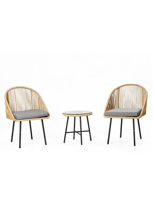 IPANEMA Ensemble de jardin 2 fauteuils et table basse effet rotin naturel - Kiabi IPANEMA Ensemble de jardin 2 fauteuils et table basse effet rotin naturel - Kiabi