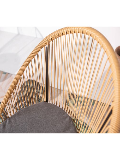 IPANEMA Salon de balcon 2 fauteuils et 1 table coussins gris - Kiabi