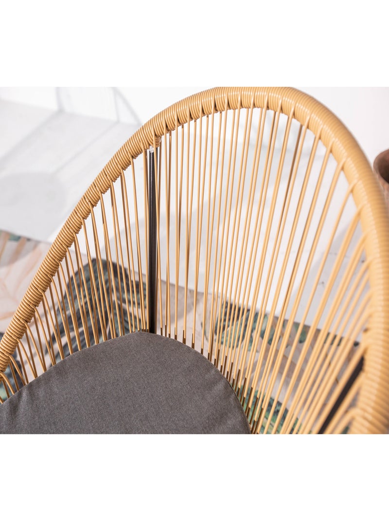 IPANEMA Salon de balcon 2 fauteuils et 1 table coussins gris Beige - Kiabi