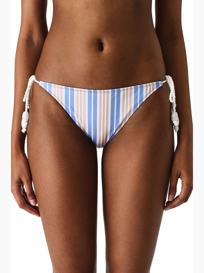 Irene bas de bikini rayé taille moyenne penti Bleu Beige Blanc - Kiabi