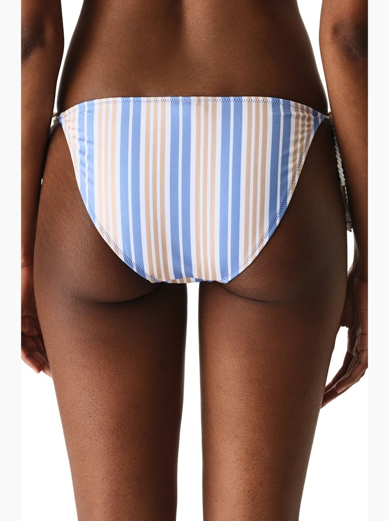 Irene bas de bikini rayé taille moyenne penti Bleu Beige Blanc - Kiabi