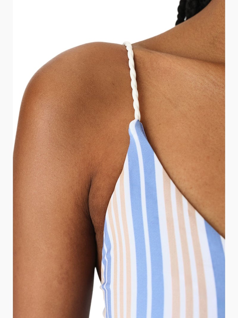 Irene maillot de bain rayé à col v penti Bleu Blanc - Kiabi