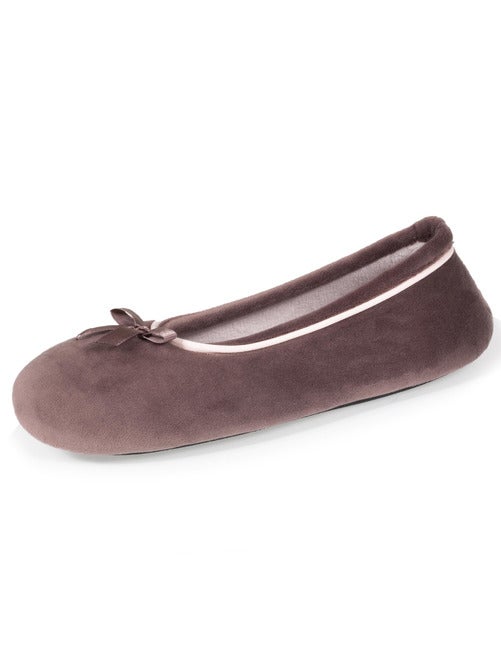 Isotoner Chaussons Ballerines Femme Taupe Pois - Kiabi
