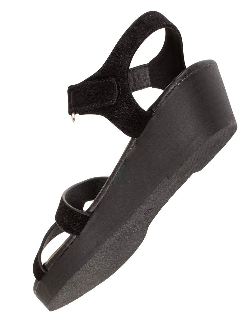 sandale compensée noire