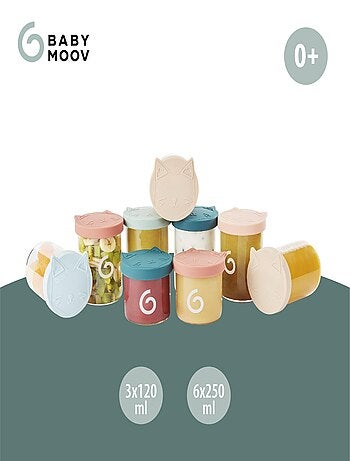 Isy Bowls - Lot de pots de conservation en verre 6x250ml + 3x120ml 'Babymoov'
