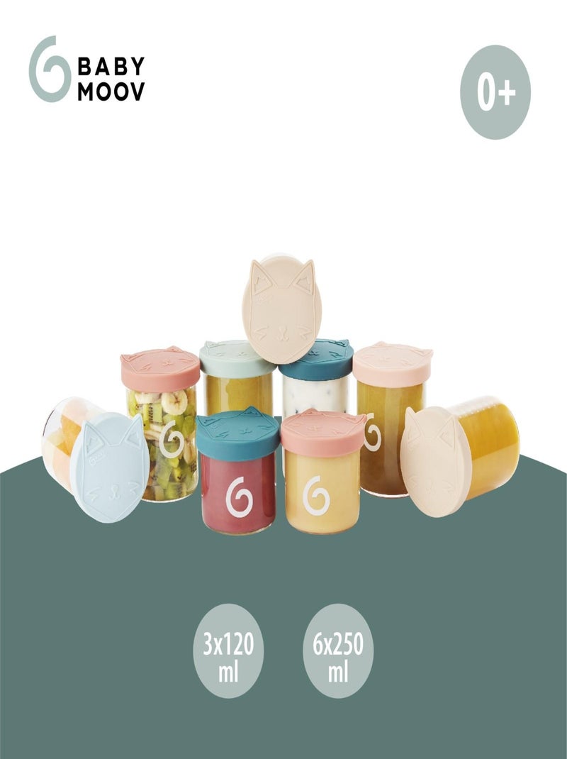 Isy Bowls - Lot de pots de conservation en verre 6x250ml + 3x120ml 'Babymoov' Transparent - Kiabi