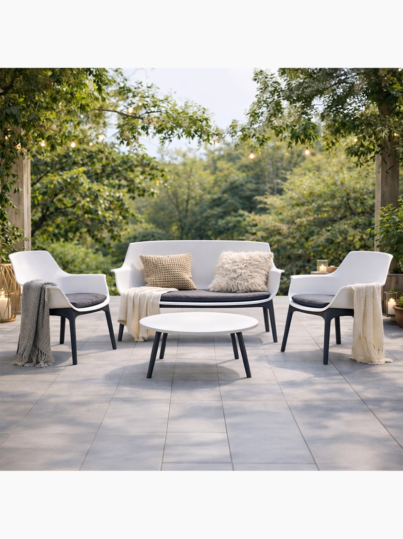 IZMIR Salon de jardin 4 places blanc avec table basse Blanc - Kiabi