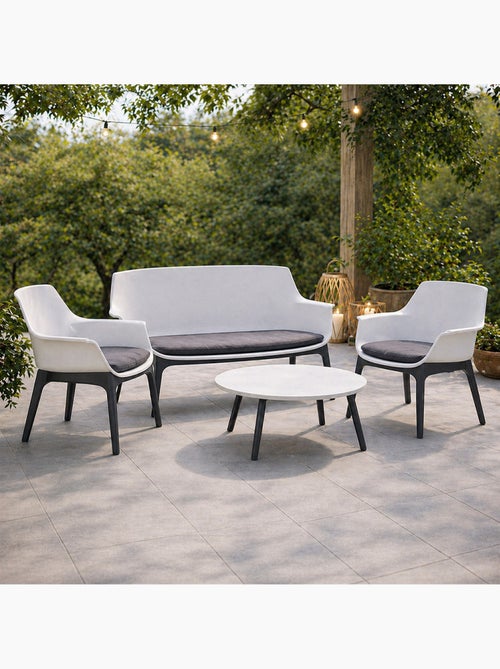 IZMIR Salon de jardin 4 places blanc avec table basse - Kiabi