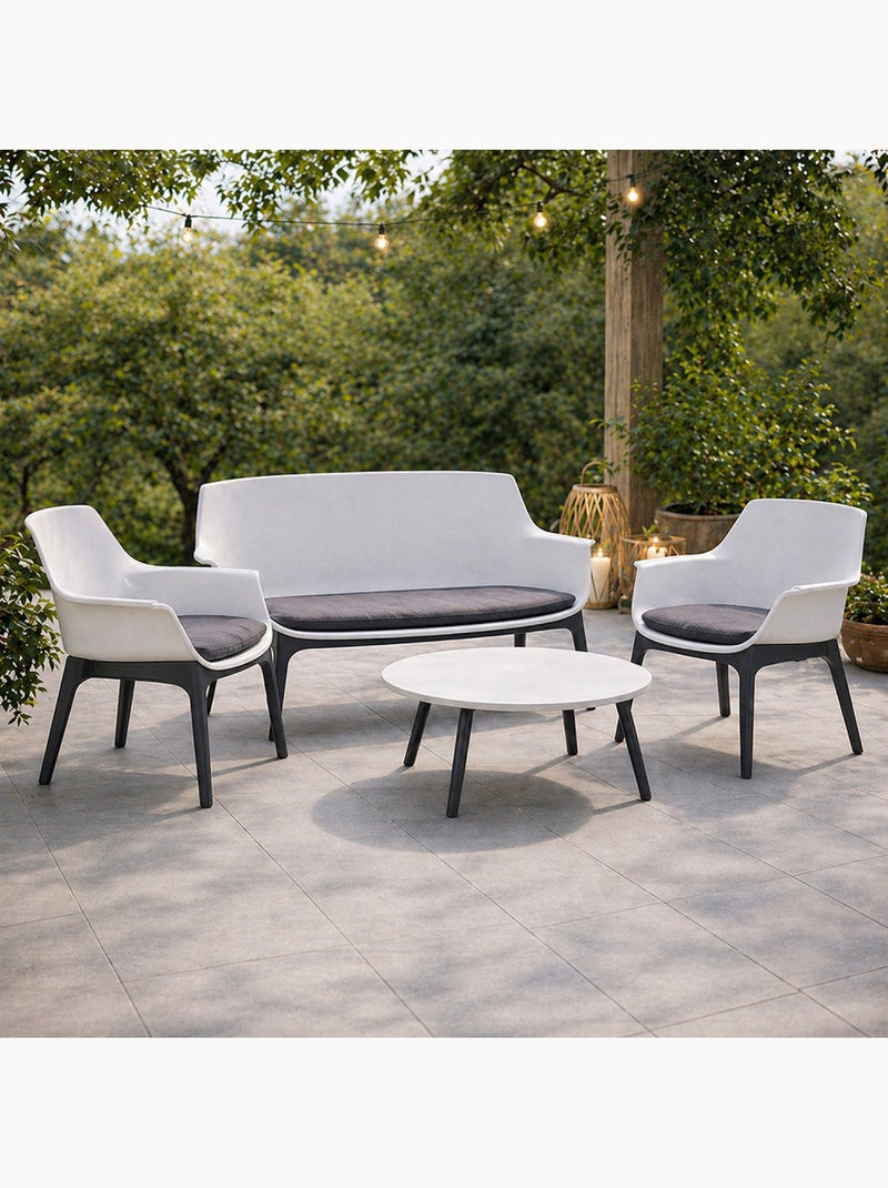 IZMIR Salon de jardin 4 places blanc avec table basse Blanc - Kiabi