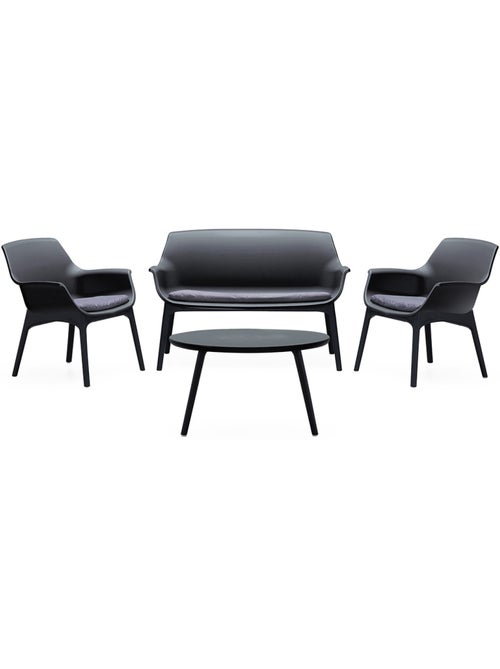 IZMIR Salon de jardin 4 places gris anthracite avec table basse - Kiabi