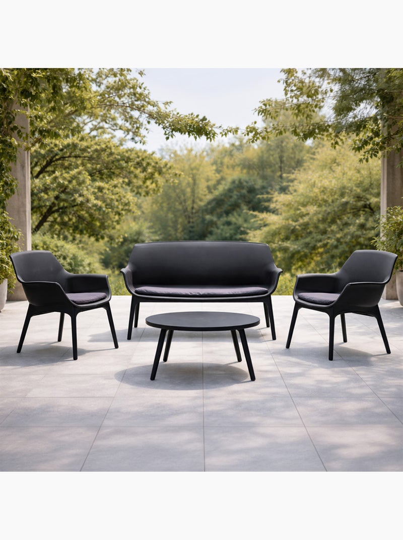 IZMIR Salon de jardin 4 places gris anthracite avec table basse Gris - Kiabi