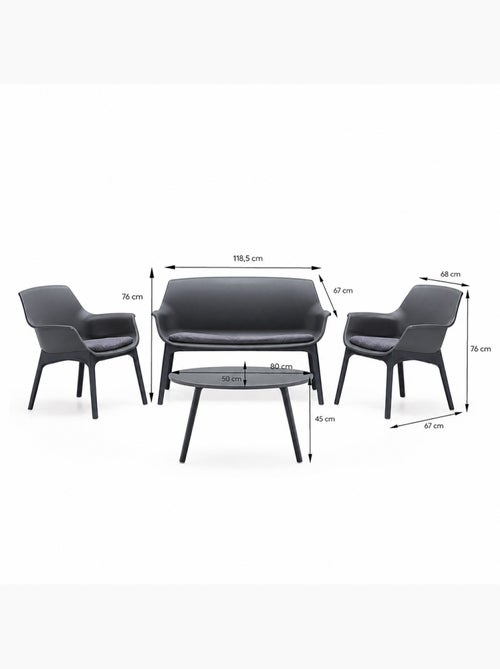 IZMIR Salon de jardin 4 places gris anthracite avec table basse - Kiabi
