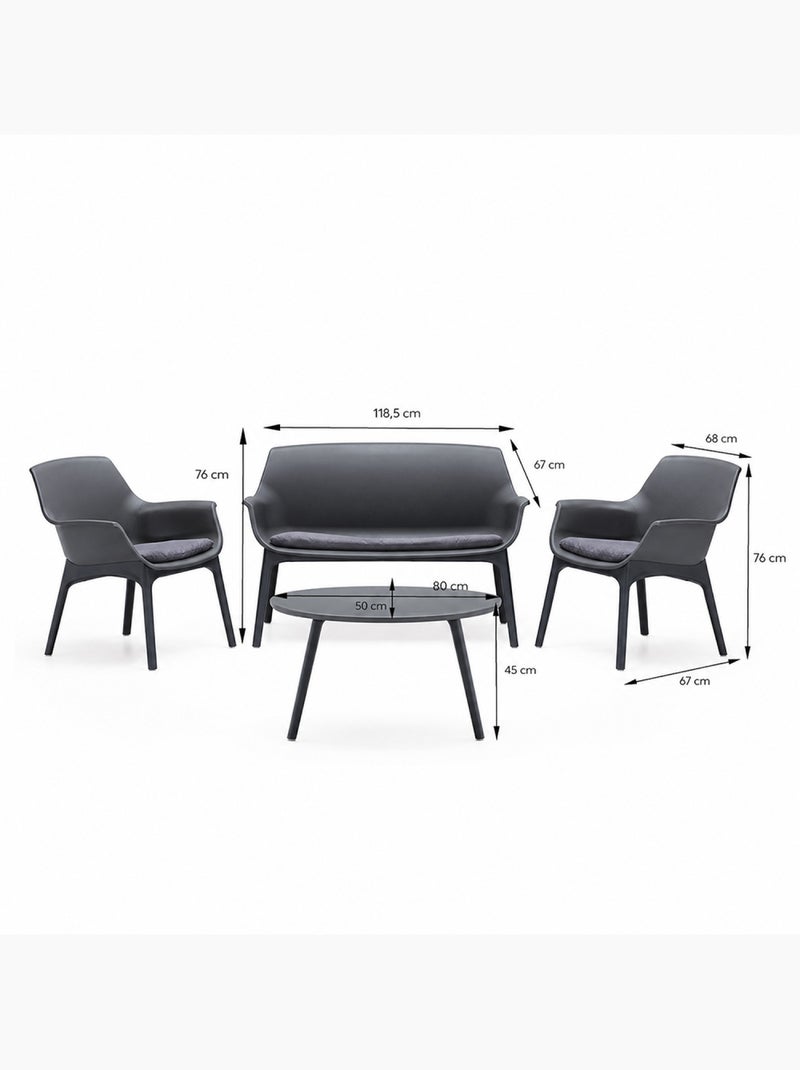 IZMIR Salon de jardin 4 places gris anthracite avec table basse Gris - Kiabi