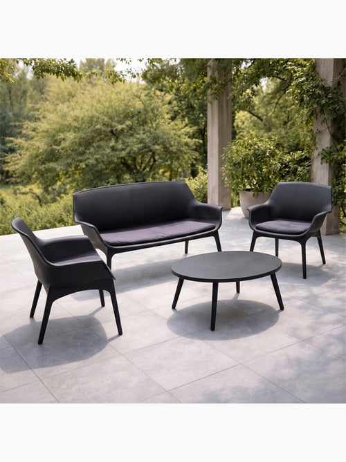 IZMIR Salon de jardin 4 places gris anthracite avec table basse - Kiabi