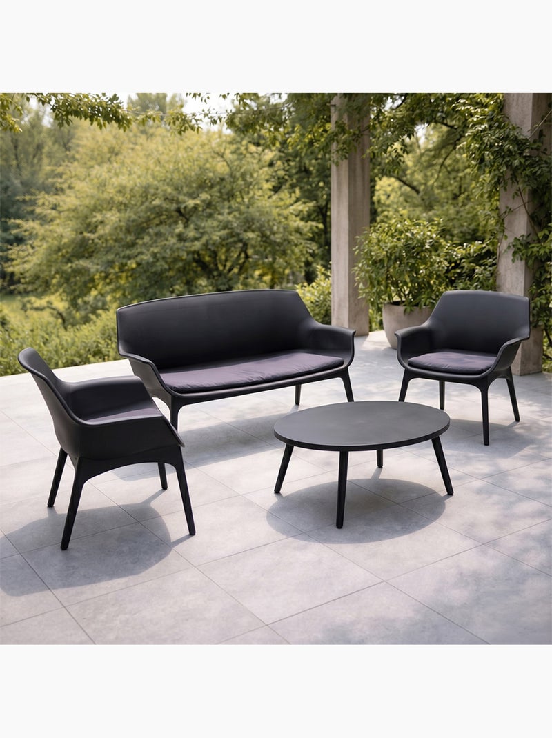 IZMIR Salon de jardin 4 places gris anthracite avec table basse Gris - Kiabi