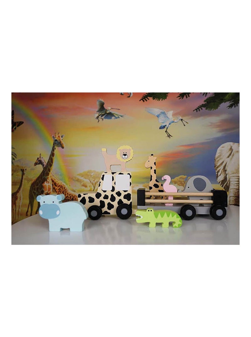 JaBaDaBaDo | Jouet en bois - Grande voiture Jeep Safari Multicolore - Kiabi