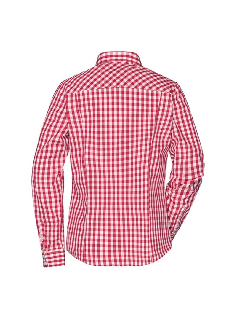 James and Nicholson - Blouse motif/style à carreaux Blanc Rouge Blanc - Kiabi