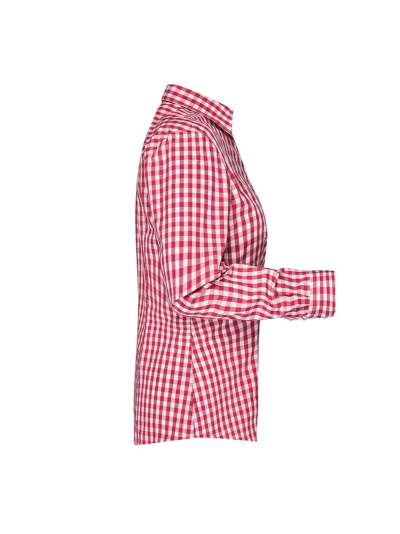 James and Nicholson - Blouse motif/style à carreaux Blanc Rouge Blanc - Kiabi