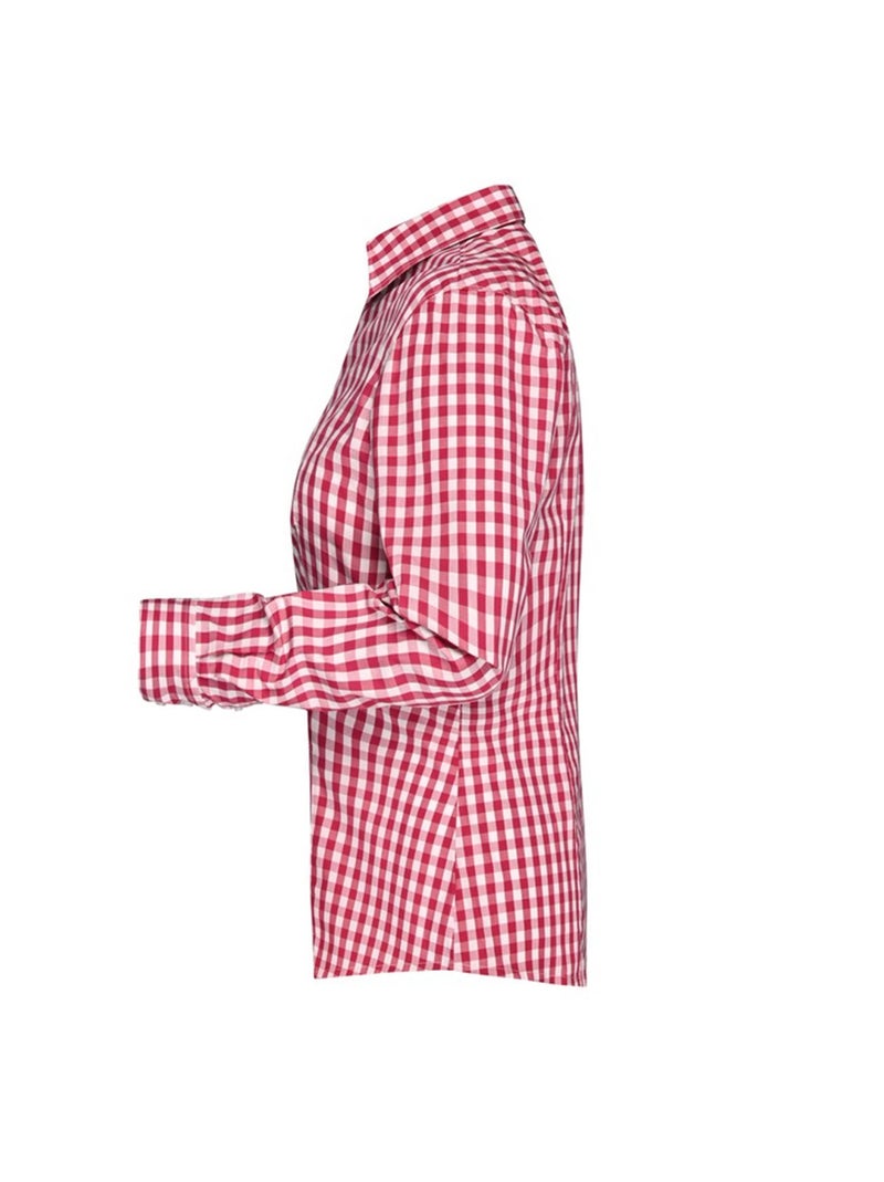 James and Nicholson - Blouse motif/style à carreaux Blanc Rouge Blanc - Kiabi