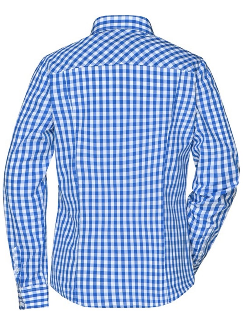 James and Nicholson - Blouse motif/style à carreaux Bleu roi - Kiabi
