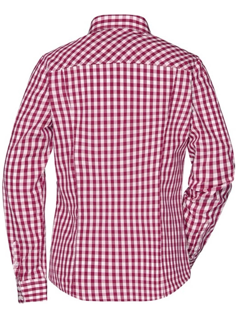 James and Nicholson - Blouse motif/style à carreaux Bordeaux - Kiabi