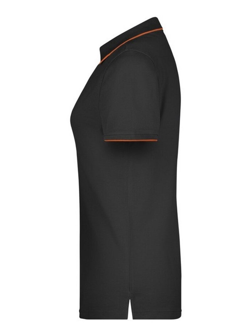 James and Nicholson - Polo motif/style à rayures Noir Orange - Kiabi