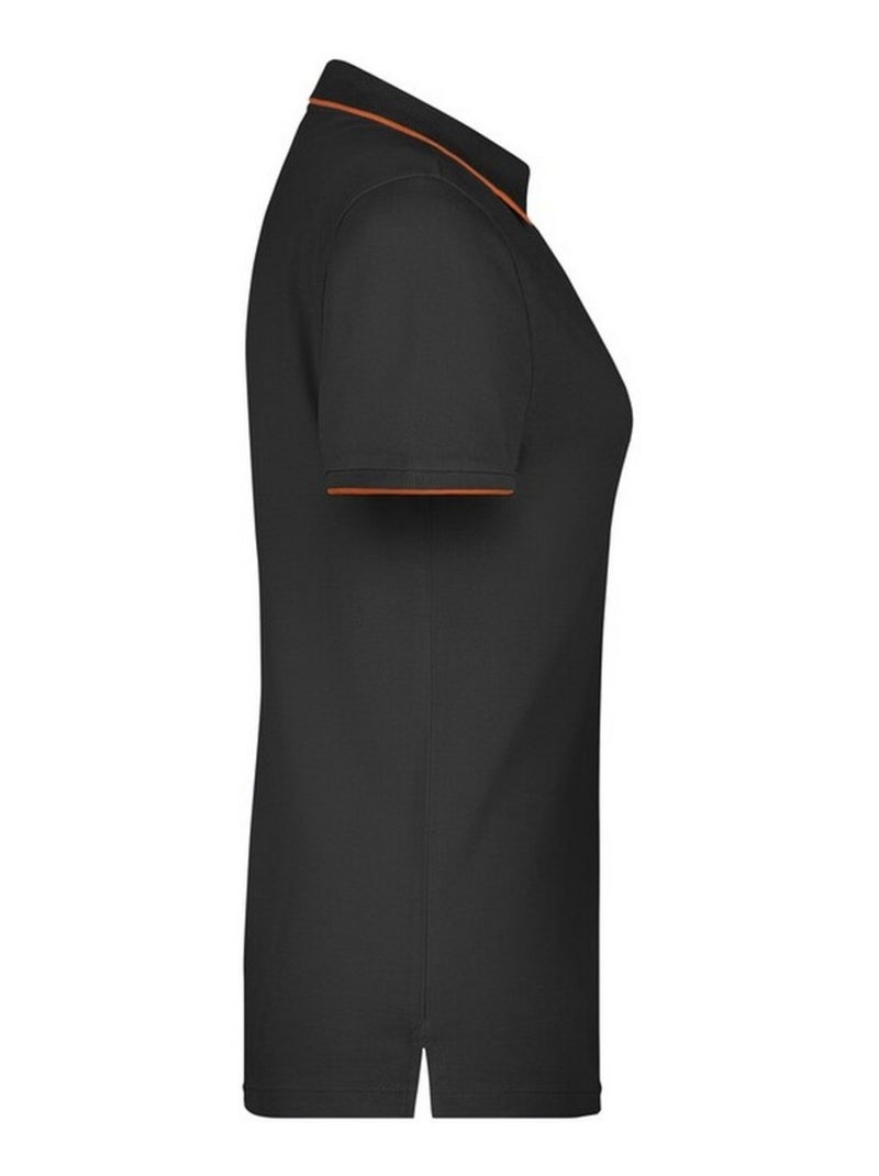 James and Nicholson - Polo motif/style à rayures Noir Orange - Kiabi