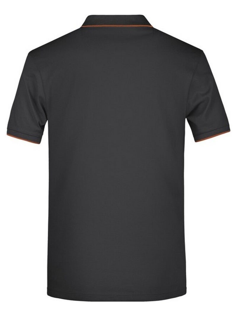 James and Nicholson - Polo motif/style rayures contrastées Noir Orange - Kiabi
