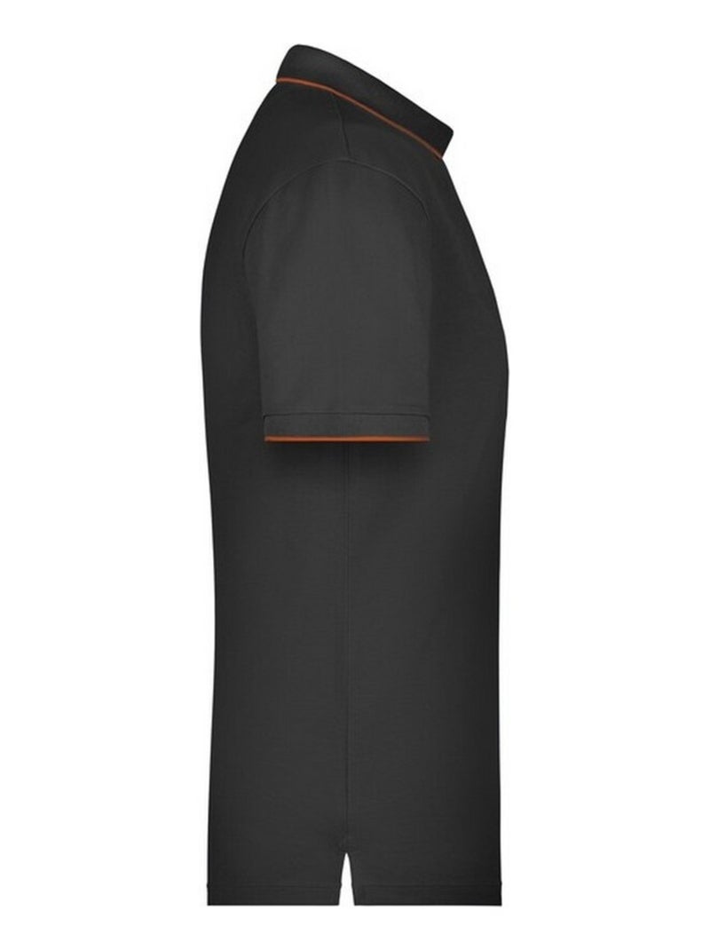 James and Nicholson - Polo motif/style rayures contrastées Noir Orange - Kiabi