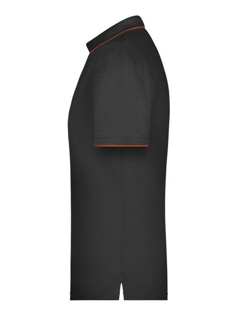 James and Nicholson - Polo motif/style rayures contrastées Noir Orange - Kiabi